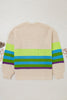 Parchment Color Block Crochet Open Front Plus Size Cardigan