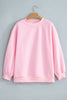 Pink Colorblock Polka Dot Contrast Trim Oversized Sweatshirt