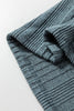 Stone Blue Ribbed Open Front Knitted Top with Pockets