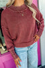 Red Dahlia Drop Shoulder High Neck Ribbed Sweater