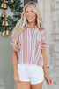 Pink Stripe Button up Short Sleeve Shirt