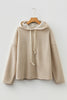 Dark Khaki Thermal Textured Leopard Drawstring Baggy Hoodie