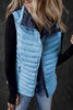 Black Plush Collared Quilted Zipped Puffer Vest