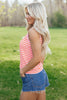 Pink Stripe Textured Knit Sleeveless Casual Sweater Top