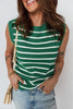 Green Stripe Crew Neck Sleeveless Sweater Vest