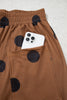 Beige Polka Dot Wide Leg Elastic Waist Casual Pants