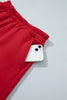 Racing Red Polka Dot Trim Baggy Pullover 2pcs Short Set
