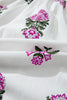 White Floral Print Split Neck Shirred High Waist Ruffle Hem Maxi Dress