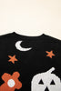 Black Halloween Mythical Night Pattern Drop Shoulder Sweater
