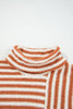 Orange Stripe Cowl Neck Drop Shoulder Sweater