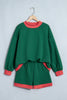 Racing Red Polka Dot Trim Baggy Pullover 2pcs Short Set