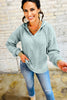 Clearly Aqua Ribbed Drop Shoulder Knit Hoodie