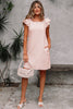 Light Pink Textured Flutter Sleeve Square Neck Bow Back Mini Dress
