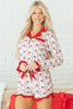 White Santa & Stripes Ruffle PJ Set