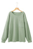 Clearly Aqua Plus Size Corded Knit Pocketed Crew Neck Top