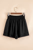 Black Crossed Waist Tiered Flowy Shorts