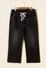 Black Acid Wash Contrast Lace-up Plus Size Jeans