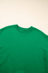 Dark Green Solid Classic Crewneck Pullover Sweatshirt