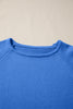 Sky Blue Solid Color Knit Loose Bracelet Sleeve Dolman Sweater