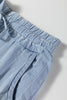 Sky Blue Stripe Chambray Wide Leg Tied Elastic Waist Trousers