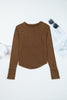 Black Exposed Seam Ribbed Long Sleeve Top