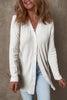 White Solid Color Ribbed Button up Tunic Cardigan