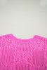 Bonbon Pointelle Knit Patterned Scalloped Trim Short Sleeve Sweater