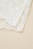 White Sheer Lace Mesh Mock Neck Slim Fit Long Sleeve Top