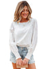 White Eyelet Embroidered Smocked Cuff Sheer Blouse