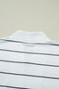 White Stripe Color Block Zip V Neck Sleeveless Top