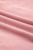 Pink Waffle Patch Pocket Plaid Patchwork Plus Size Shirt