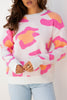 Sachet Pink Playful Leopard Print Drop Shoulder Baggy Sweater
