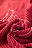 Racing Red Twisted Rib Outlined Merry Letter Graphic Loose Long Sleeve Top