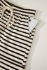 Black Stripe Ribbed Color Block Trim Zip Polo Tee Drawstring Shorts 2pcs Outfit