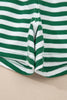 Green Stripe Drop Shoulder Boxy Casual Terry Short Set