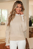 Racing Red Lace Trim Patchwork Buttoned Cuffs Loose Sweater