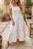 Multicolour Floral Print Striped Detail Knot Straps Maxi Dress