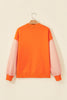Pink Plaid Sleeve Colorblock Loose Tunic Sweatshirt