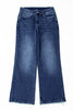 Carbon Grey Mineral Wash Raw Hem High Waist Flared Jeans