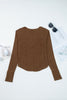Black Exposed Seam Ribbed Long Sleeve Top