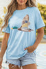 Light Blue Flying Mallard Print Western Graphic Tee