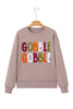 Dark Khaki GOBBLE Letter Graphic Thanksgiving Shift Sweatshirt