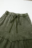 Vineyard Green Mineral Wash Tiered Wide Leg Patchwork Drawstring Pants