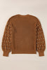 Chestnut Beaded Drop Shoulder Round Neck Sweater