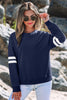 Black Varsity Striped Detail Drop Shoulder Oversized Sweatshirt