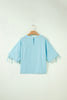 Yellow Cream Tie Half Sleeve Pleated Detail Babydoll Blouse