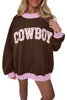 Grapefruit Orange Polka Dot Letter Graphic Colorblock Tunic Sweatshirt
