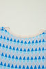 Sky Blue Stripe Geometric Print Round Neck Slim Fit Sweater Vest