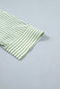 Green Stripe Shirt Collar Half Sleeve Blouse