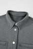 Medium Grey Mineral Wash Chest Pockets Drop Shoulder Shacket with Side Slit